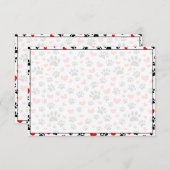 Dog Lover Paw Prints and Hearts Custom Mitteilungskarte (Vorne/Hinten)