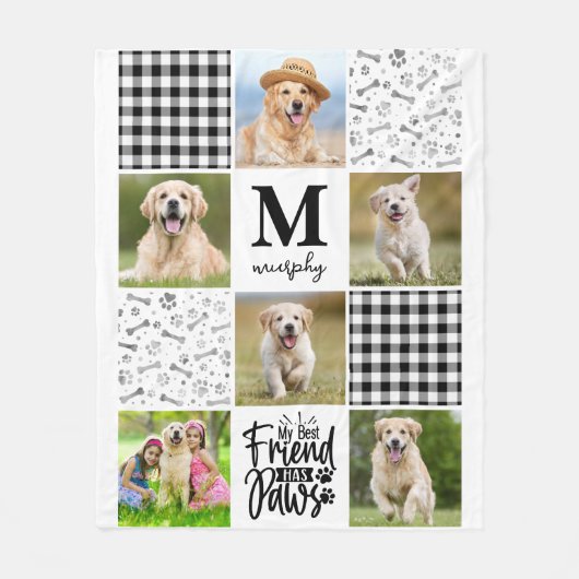 Dog Lover Personalisiert Foto Collage Einzigartige Fleecedecke (Vorderseite)