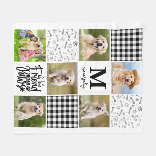 Dog Lover Personalisiert Foto Collage Einzigartige Fleecedecke (Vorderseite (Horizontal))