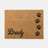 Dog Lover Personalisiert Paw druckt Monogrammname Fußmatte (Vorderseite)