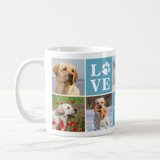 Dog Lover Personalisierte LIEBE Paw 7 FotoCollage Kaffeetasse (Links)
