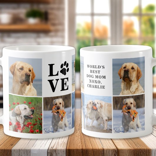 Dog Lover Personalisierte LIEBE Paw 8 FotoCollage Kaffeetasse