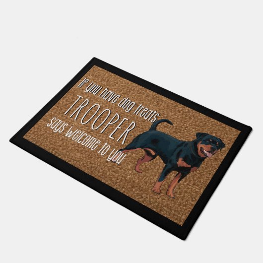 Dog Lover Personalized Rottweiler Name Doormat Fußmatte (Schrägansicht)