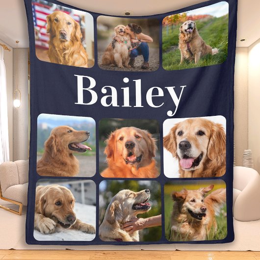 Dog Lover Pet Foto Collage Personalisiertes Monogr Fleecedecke