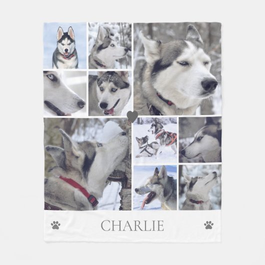 Dog Lover Pet Photo Collage Fleecedecke (Vorderseite)