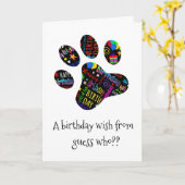 Dog Lover Pets Paw Fügen Sie eine Name Happy Birth Karte (Gelbe Blume)