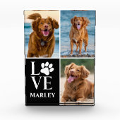 Dog Lover Photo 3 Collage Pet Name Photo Block (Vorderseite)