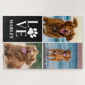 Dog Lover Photo Collage Custom Love Name Pet Puzzle (Horizontal)