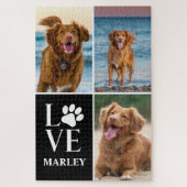 Dog Lover Photo Collage Custom Love Name Pet Puzzle (Vertikal)