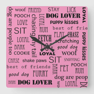 Dog Lover Quadratische Wanduhr