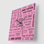 Dog Lover Quadratische Wanduhr (Winkel)