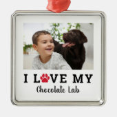 Dog Lover Red Pet Paw Drucken Personalisiertes Fot Ornament Aus Metall (Vorne)