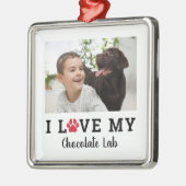 Dog Lover Red Pet Paw Drucken Personalisiertes Fot Ornament Aus Metall (Links)