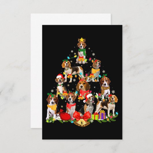 Dog Lover spendet Beagle Tree Weihnachtslicht RSVP Karte (Vorne/Hinten)
