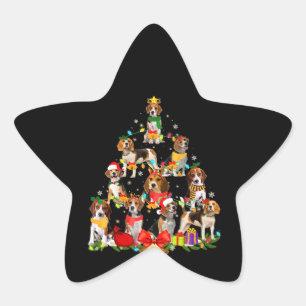 Dog Lover spendet Beagle Tree Weihnachtslicht Stern-Aufkleber