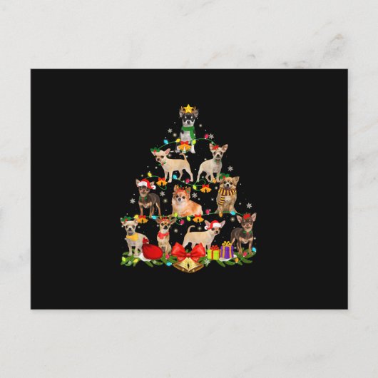 Dog Lover spendet Chihuahua Tree Weihnachtslicht Ankündigungspostkarte (Vorderseite)