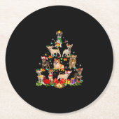 Dog Lover spendet Chihuahua Tree Weihnachtslicht Runder Pappuntersetzer (Vorderseite)