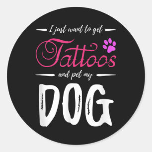 Dog Lover Tattoo Funny Dog Mama Geschenk Idee Runder Aufkleber