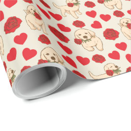 Dog Lover Valentine Gift Wrapping Paper - Cream Geschenkpapier