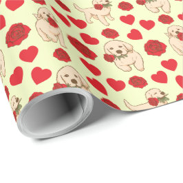 Dog Lover Valentine Gift Wrapping Paper - Yellow Geschenkpapier
