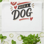 Dog Lover Wall Art - Life is Better with a Dog Red Geschirrtuch (Gefaltet)