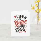 Dog Lover Wall Art - Life is Better with a Dog Red Karte (Gelbe Blume)