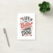Dog Lover Wall Art - Life is Better with a Dog Red Post-it Klebezettel (Büro)