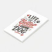 Dog Lover Wall Art - Life is Better with a Dog Red Post-it Klebezettel (angewinkelt)
