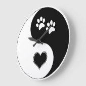 Dog Lover Yin Yang Hear und Paw Prints Große Wanduhr (Winkel)