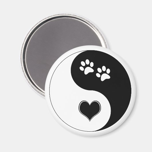 Dog Lover Yin Yang Heart and Paw Prints Magnet (Vorderseite/Rückseite)