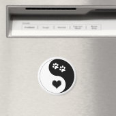 Dog Lover Yin Yang Heart and Paw Prints Magnet (In Situ (Geschirrspüler))