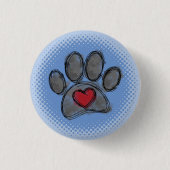 Dog Lover Zeichnend Aquarell Halbtondruck Button (Vorderseite)