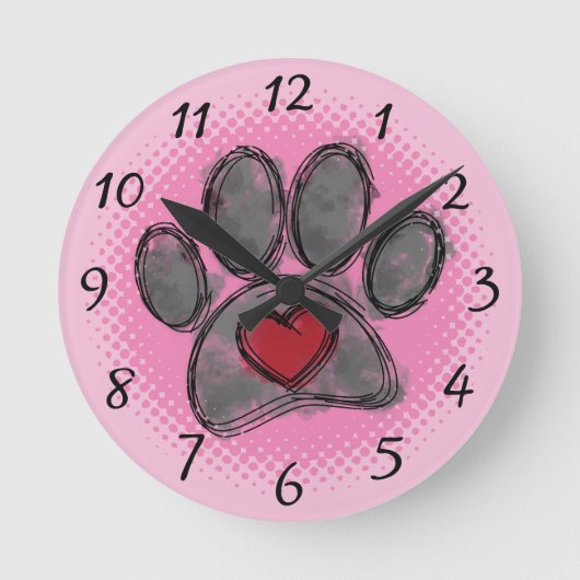 Dog Lover Zeichnend Aquarell Halbtondruck Runde Wanduhr (Vorderseite)