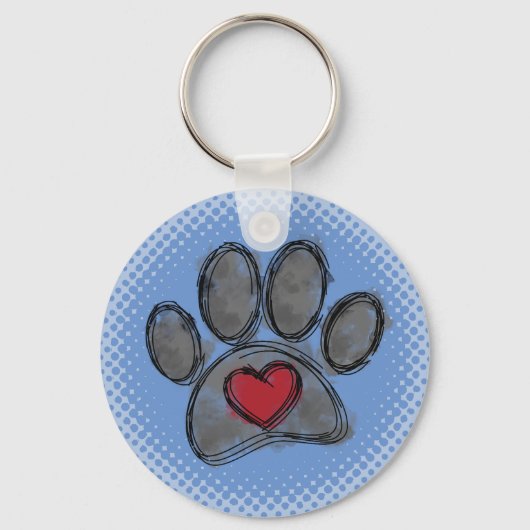 Dog Lover Zeichnend Aquarell Halbtondruck Schlüsselanhänger (Rückseite)