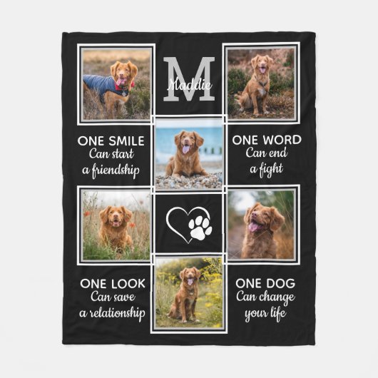 Dog Lover Zitat halten einzigartigen Pet Foto Coll Fleecedecke (Vorderseite)