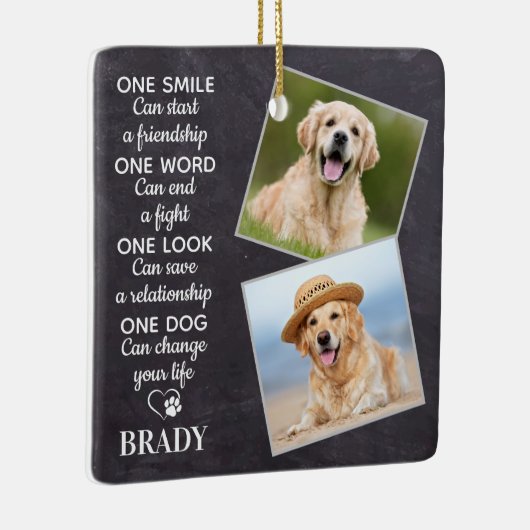 Dog Lover Zitat halten Personalisiertes Foto für H Keramikornament (Rechts)