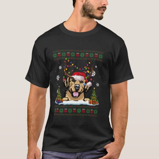 Dog Lovers Golden Retriever Weihnachtsmannmütze Ug T-Shirt (Vorderseite)
