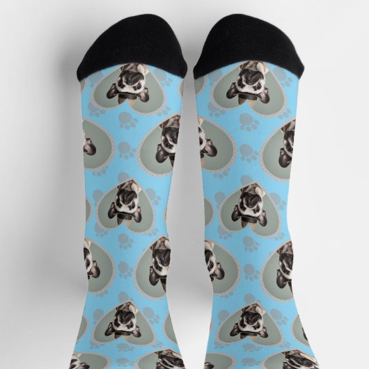 Dog Lovers Heart Frame One Photo Fun Pet Socken (Oben)