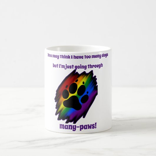 Dog lover's mug woman many paws rainbow pawprint kaffeetasse (Mittel)