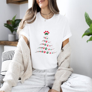 Dog Lovers Paw Christmas Tree T-Shirt