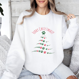Dog Lovers Paw Christmas Tree | Weihnachten Sweatshirt