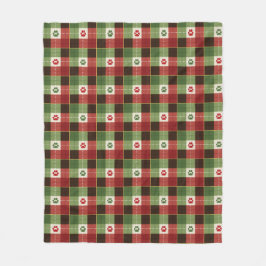 Dog Lovers Paw Print Plaid Fleecedecke