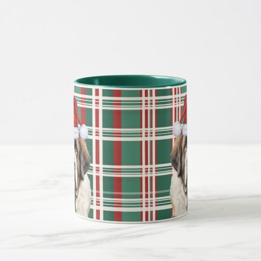 Dog Lover's Saint Bernard Santa Holiday Plaid Tasse (Zentrum)