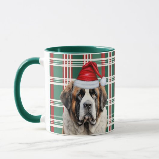 Dog Lover's Saint Bernard Santa Holiday Plaid Tasse (Links)