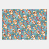 Dog Lovers Weihnachts Muster Niedlich Holiday Corg Geschenkpapier Set (Vorderseite 3)