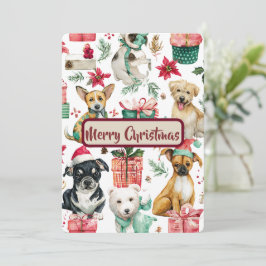Dog Lovers’ Xmas Card – Magical Watercolor Cheer Feiertagskarte