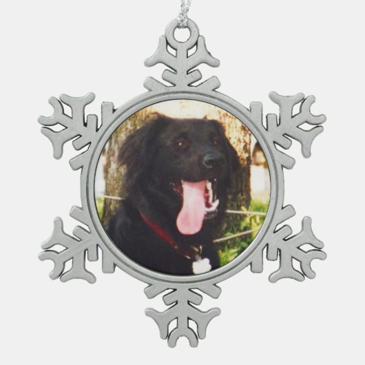 Dog Luke Schneeflocken Zinn-Ornament (Vorderseite)