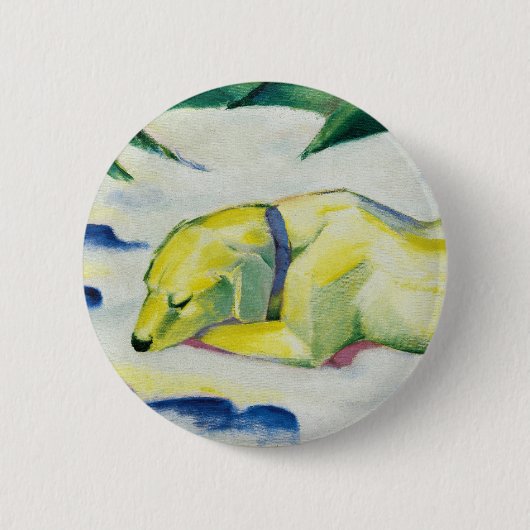 Dog Lying in the Snow Gemälde von Franz Marc Button (Vorderseite)