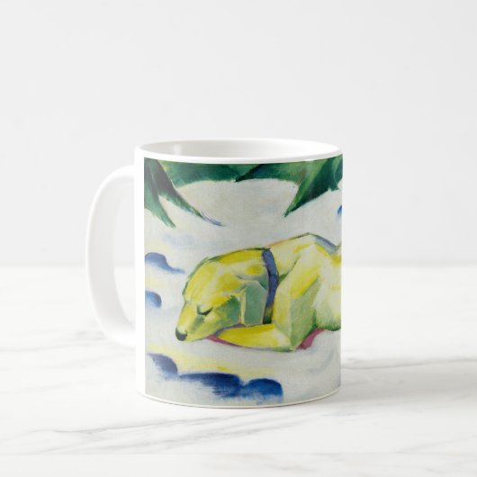 Dog Lying in the Snow Gemälde von Franz Marc Kaffeetasse (Vorderseite Links)
