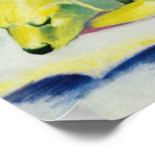 Dog Lying in the Snow Gemälde von Franz Marc Poster (Ecke)